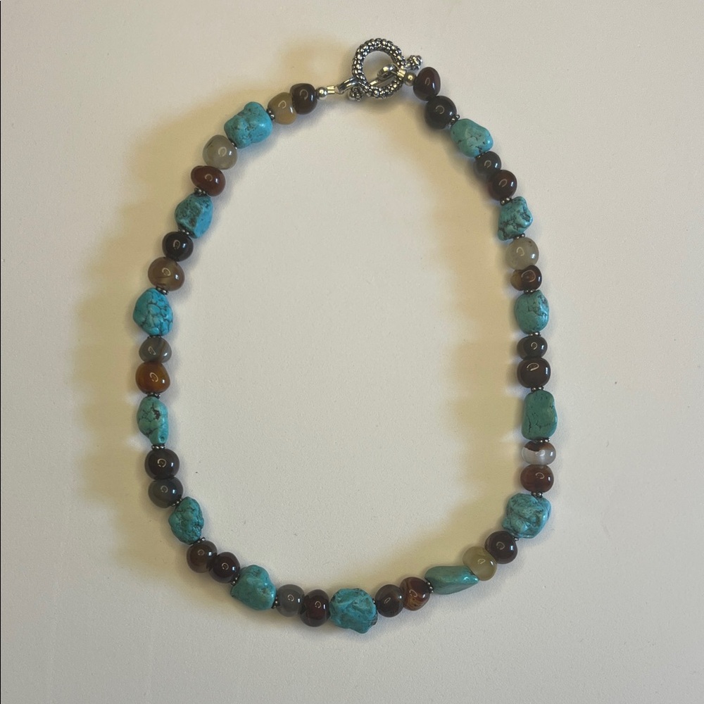 Turquoise and Brown Gemstone Necklace